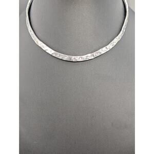 Vintage Sterling Silver Hammered Torque Choker Necklace 48g Hand Wrought Cuff